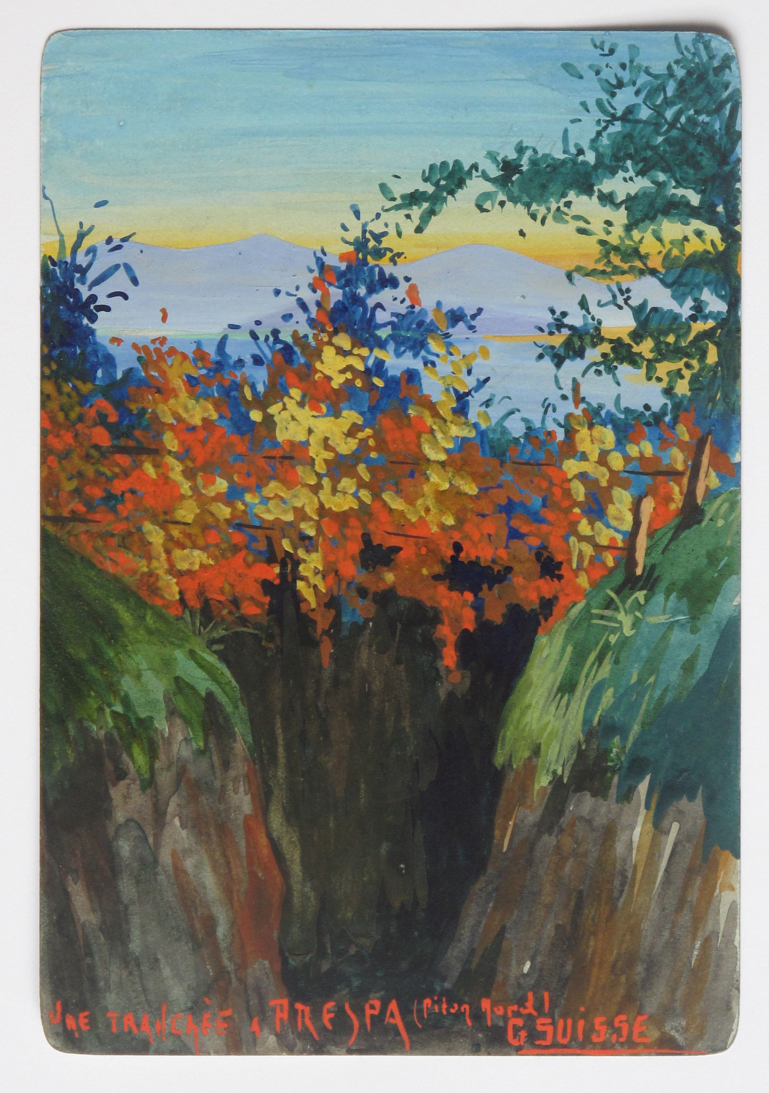 Une tranchée à Presba, piton nord. 1918.